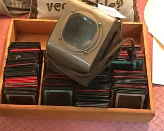 Vintage glass slides and viewer