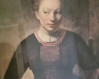 Rembrandt print " Gril in the half door"