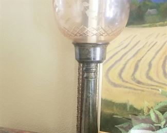 Close up of the torch lights with etched globes