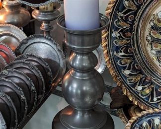 Pewter candlestick holder made in Belgium