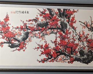 Authentic Chinese painting purchased from the Shanghai Museum.  Paperwork and artist info attached.          32 x 56.5-All furniture and wall art will be on pre-sale online only starting Wednesday June 21 Text 615-854-8535 or email nashville@entrustedestatesales.com for pricing, purchasing, adn with any questions. 