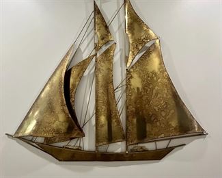 Large brass sailboat 43.25 x 52