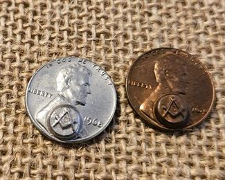 Masonic punched pennies 