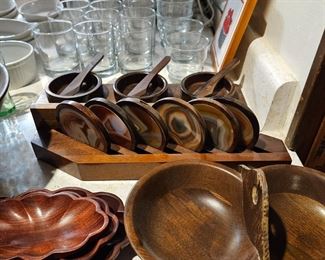 Agate and wood coasters and other wood serving pieces