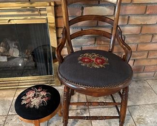 EMBROIDERED STOOL & CHAIR