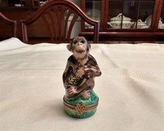 LIMOGES MONKEY TRINKET BOX 