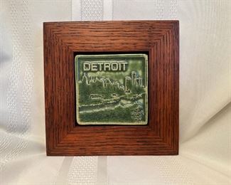 DETROIT PEWABIC FRAMED TILE