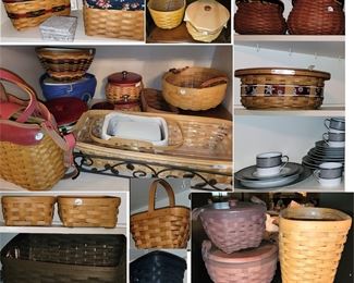Longaberger baskets with accessories