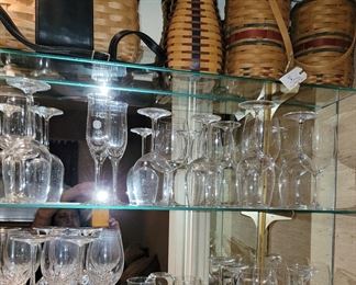 Crystal stemware, Waterford and Longaberger baskets