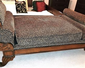 Henredon large chaise lounge chair with leopard fabric