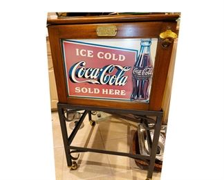 Coke Coca-Cola wood ice chest (tin inside)