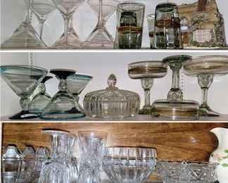 Crystal stemware, Mexican Margarita and wine glasses