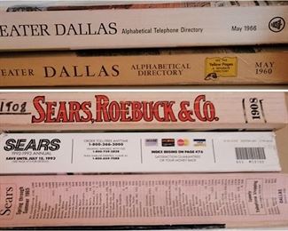 Ephemera - 1960s Dallas telephone books, Sears Catalogues