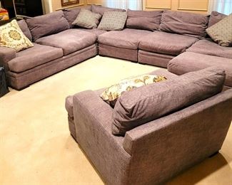 Very Large Sectional Sofa - can be configured in many shapes. Matching oversized chair and ottoman