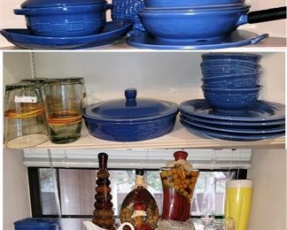 Longaberger Woven Traditions blue pottery, pots and pans. Kitchen basics