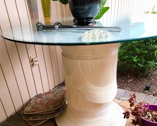 Glass-top round table