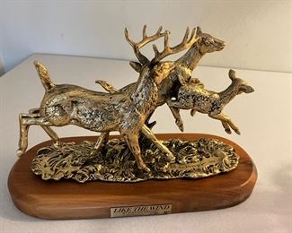 Gold plated bronze statue by Gunther Granget. "Like the Wind"