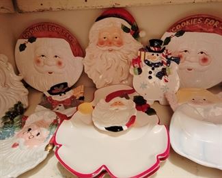 Assorted Christmas plates and tableware