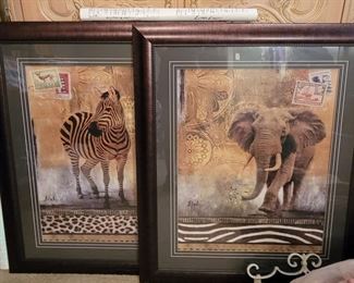 BEAUTIFUL exotic African animal art - zebra / elephant