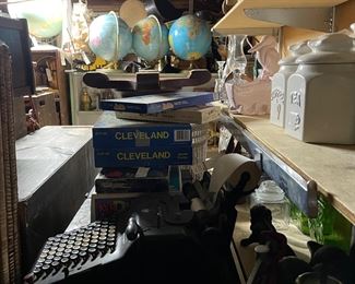 globes, pantry canisters, adding machines, Cleveland trivia games and other vintage board games