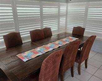 Crate and Barrel Dining table with extension and 8 chairs