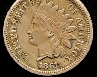 1861 indian 1c copper coin