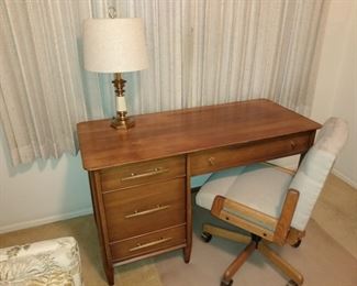 Mid-century solid walnut desk, 50"