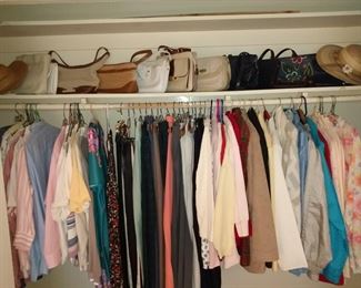 Women's clothes, purses, and shoes