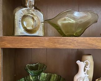 Blenko pitcher, Vintage glass items, Frankoma Vase