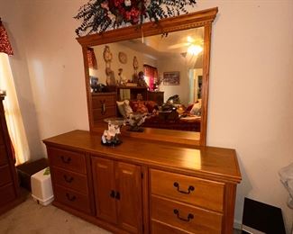 Oak Mirror and Dresser Part of The Bedroom Suite 