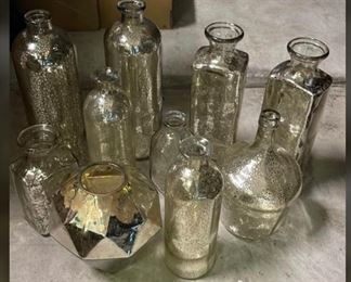 21 Mercury Glass Vases - Various Sizes