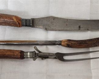 Stag horn carving set.