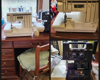 2 Husqvarna overlock machines (black does not have foot pedal) all manuals & extra guides included.