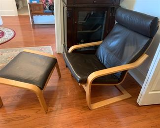 #16	Chair	Ikea spring chair with stool black leather 	 $175.00 			
