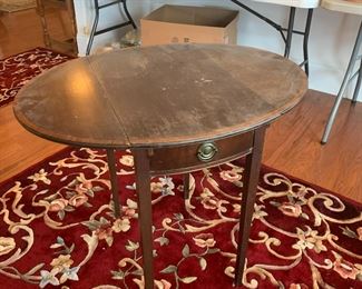 #29	table	round drop side table as is finish with drawers 14-32x24x27	 $40.00 			
