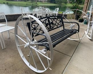 #45	patio	wagon wheel love seat bench 69 long 	 $400.00 			
heavy you move 