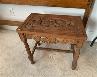 #58	as is table with carving design as is 22x14x19	 $25.00 			
