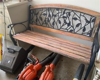 #84	metal and wood bench with metal bird back 51	 $75.00 			
