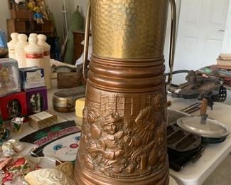 #98	Mecap made in Belgium copper/brass pitcher with handle 	 $60.00 			
