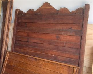 #105	full bed frame antique tall with side rails 66 tall 	 $100.00 			
