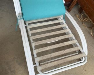 #107	blue cushion chase lawn chairs as is dirty 	 $30.00 			
