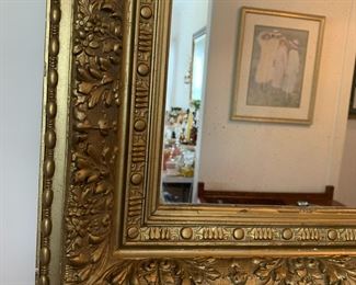 #110	wood bevel mirror painted gold 30x22	 $75.00 			
