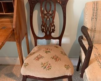 #128	as is chair with needle point seat 	 $25.00 			

