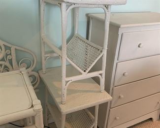 #134	set of 2 wicker end tables with magazine stand bottom 22x14x24	 $40.00 			

