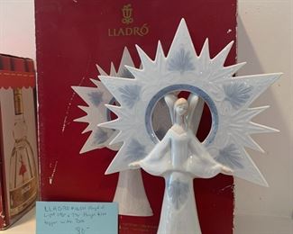 #165	Llodra #06501 angel of light 10.5 x 7.25 angel tree topper with box	 $80.00 			

