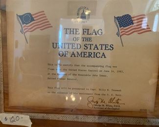#184	framed collection Navy collection US capital flown flag and Texas capital flag sign forms that they flow over the capital 	 $120.00 			

