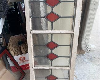 #190	as is stain glass window with 1 broken piece 41x50	 $20.00 			

