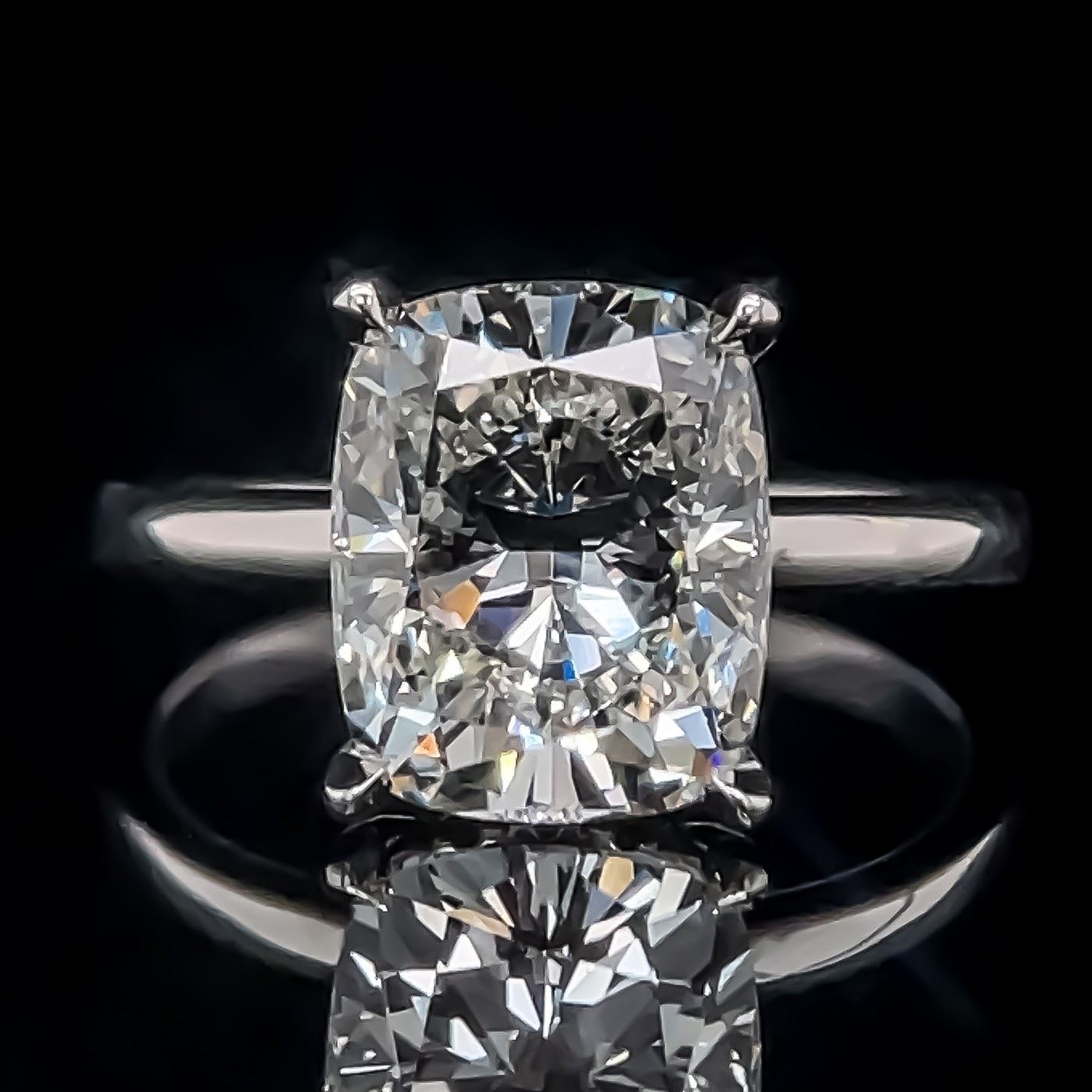 3.45 Carat Diamond Cushion Hidden Halo Ring in 14k White Gold, VS Clarity w/ IGI Certification; $18,050 Retail