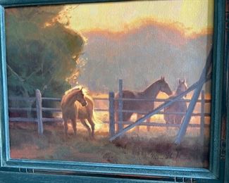 oil on canvas horse landscape, "Looking for the Son" by Michael Albrechtsen.