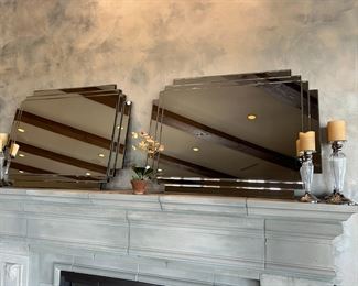 Pair of custom made triple bevel wall mirrors.  Really exceptional/